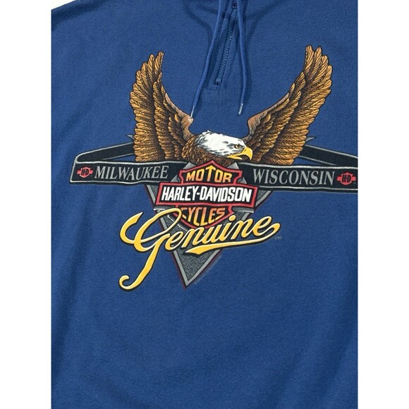 Vintage Harley Davidson 90s Quarter Zip Crewneck Blue Large Sweatshirt Milwaukee - Picture 4 of 15